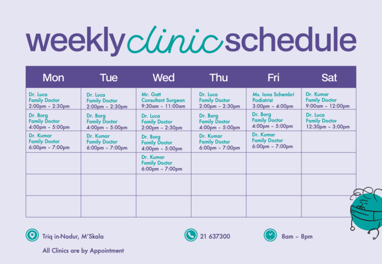 Honest Pharmacy Marsaskala Doctors Weekly Schedule